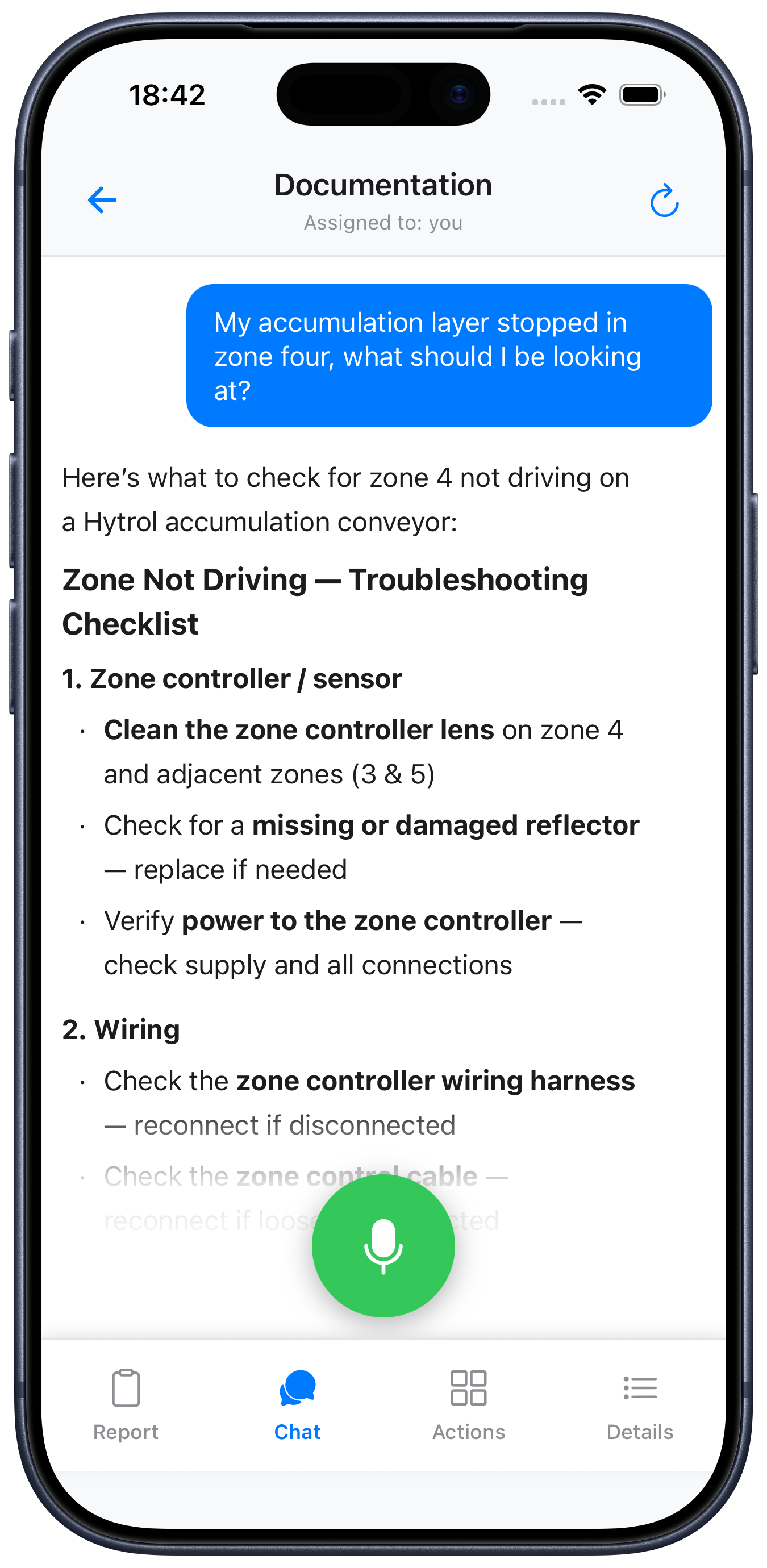 AI chat with concrete troubleshooting guidance